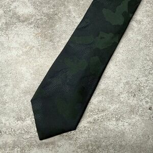 Reaction Kenneth Cole Necktie Mens OS Green Camo Silk Slim